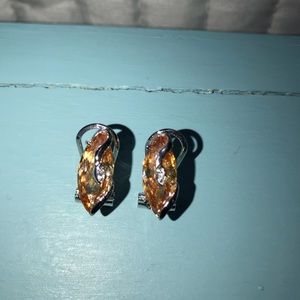 Snake citrine stone earrings with clip back